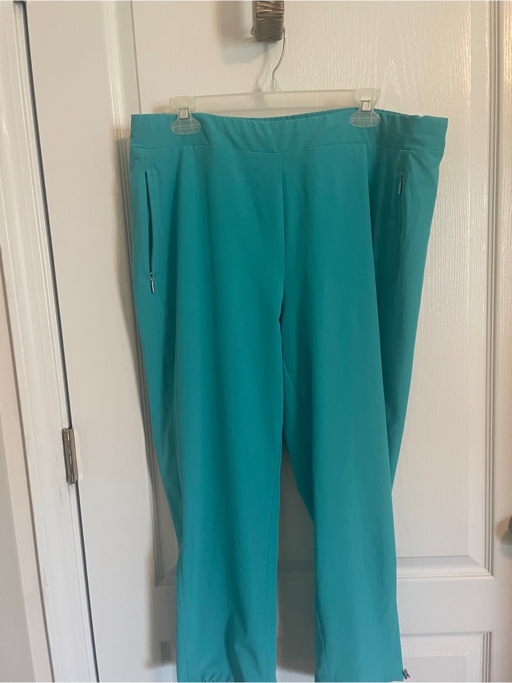 Chico's Teal Straight-Leg Pull-On Pants with Zip Pockets Size 2/12